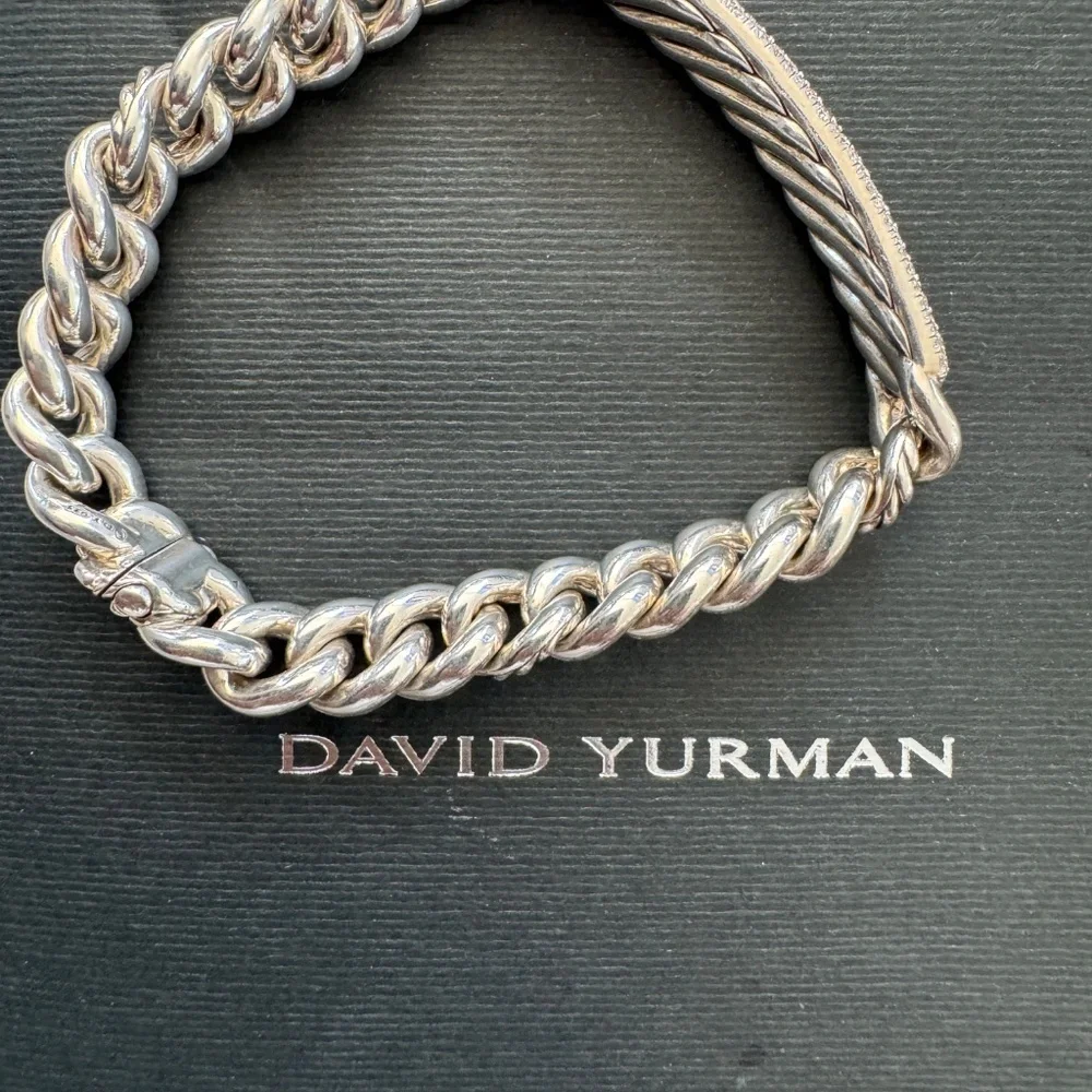 AUTHENTIC David Yurman Belmont Curb Link ID Bracelet w/Diamonds - Picture 5 of 9